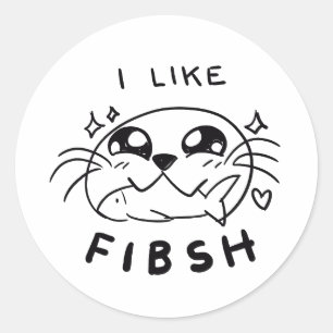 Schattigee Kawaii Seal Eten Vis Sticker