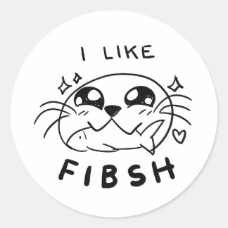 Schattigee Kawaii Seal Eten Vis Sticker