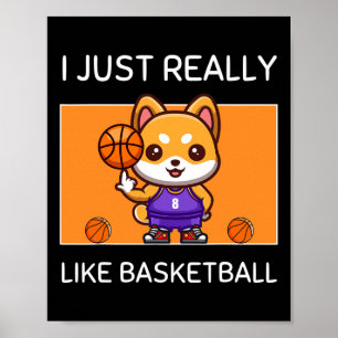 Schattigee Kawaii Shiby Inu Ik hou van Bysketbyl Poster