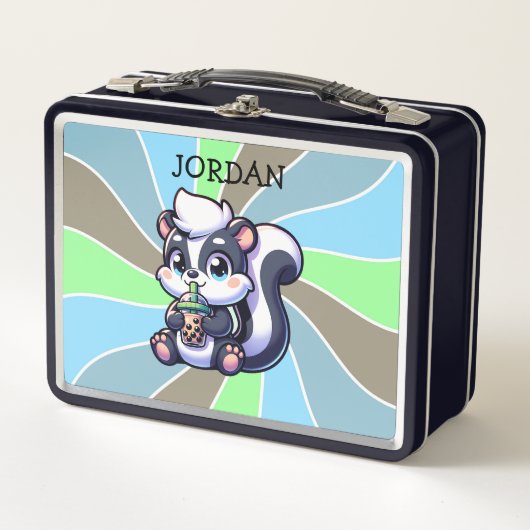 Schattigee Kawaii Skunk met Bubble Tea Gepersonali (Voorkant)