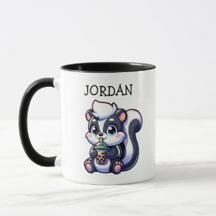 Schattigee Kawaii Skunk met Bubble Tea Gepersonali Mok