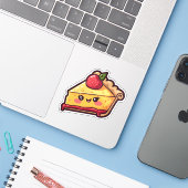 Schattigee Kawaii Slice Of Pie Dessert Fun Art Sticker (Laptop met iPhone)