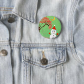 Schattigee Kawaii Sneeuwman met CandyCane Tree Ronde Button 5,7 Cm (In situ)