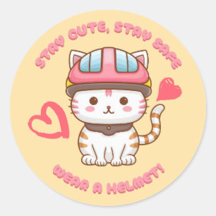 Schattigee Kawaii Stay Safe Cat Ronde Sticker