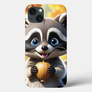 Schattigee Kawaii stijl Racoon met een eikel iPhone 13 Hoesje