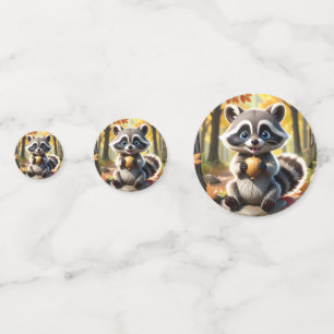 Schattigee Kawaii stijl Racoon met een eikel Confetti