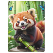 Schattigee Kawaii stijl rode panda in een bamboe b Klembord (Achterkant)