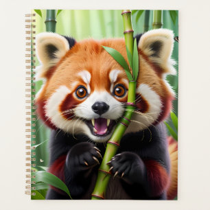 Schattigee Kawaii stijl rode panda met een grote g Planner