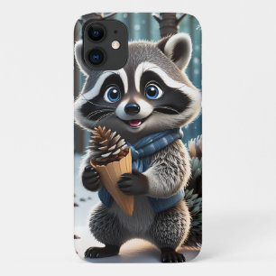 Schattigee Kawaii stijl Wasbeer met een Pine crème iPhone 11 Hoesje