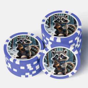 Schattigee Kawaii stijl Wasbeer met een Pine crème Poker Chips