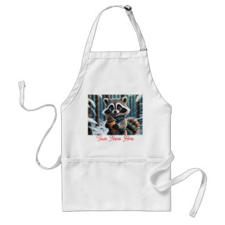 Schattigee Kawaii stijl Wasbeer met een Pine crème Standaard Schort