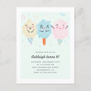 Schattigee Kawaii Sugar Snoep Kinderen Verjaardag Uitnodiging Briefkaart