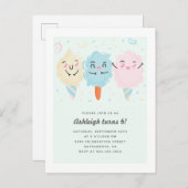 Schattigee Kawaii Sugar Snoep Kinderen Verjaardag Uitnodiging Briefkaart (Voorkant / Achterkant)