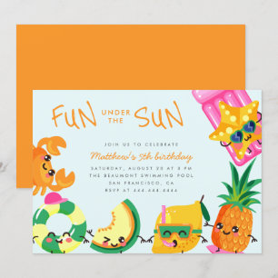 Schattigee Kawaii Summer Fun Under The Sun Verjaar Kaart