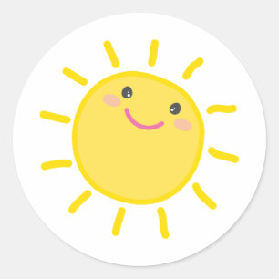 SCHATTIGEE KAWAII SUN happy sunshine illustratie Ronde Sticker