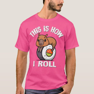 Schattigee Kawaii Sushi Hoe rol ik Capybara T-shirt