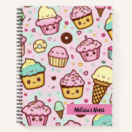 Schattigee Kawaii Sweet Desserts Roze Gepersonalis Notitieboek
