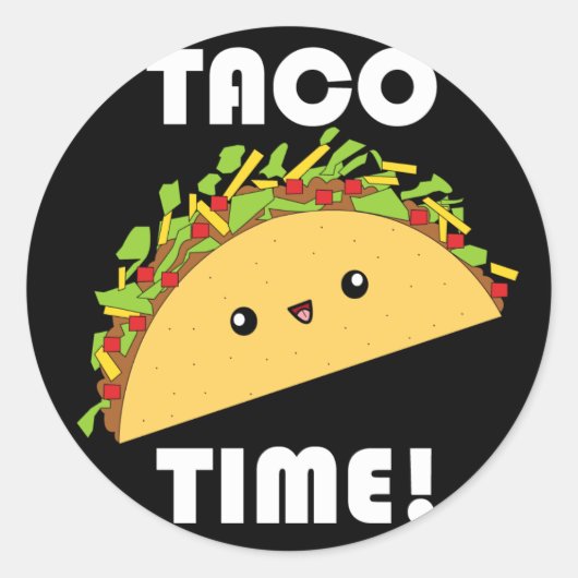 Schattigee kawaii Taco Tijd! stickers (Voorkant)
