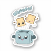 Schattigee Kawaii Toast en Toaster Sticker (Voorkant)
