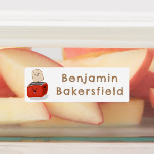 Schattigee kawaii toast rode broodrooster cartoon  labels