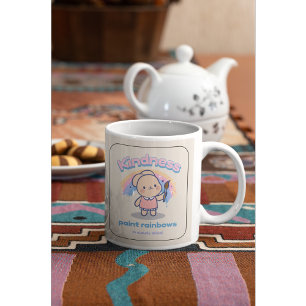 Schattigee Kawaii Vriendelijkheid Schildert Regenb Koffiemok
