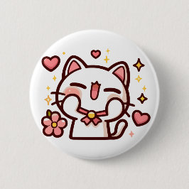 Schattigee Kawaii White Cat Ronde Button 5,7 Cm