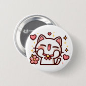 Schattigee Kawaii White Cat Ronde Button 5,7 Cm (Voorkant /achterkant)