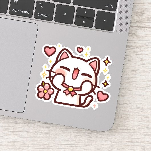 Schattigee Kawaii White Cat Sticker (Detail)
