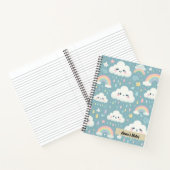 Schattigee Kawaii-wolken en regenbogen blauw geper Notitieboek (Binnen)