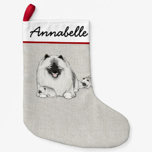 Schattigee Keeshond Hond met Puppies Keesie Holida Kleine Kerstsok