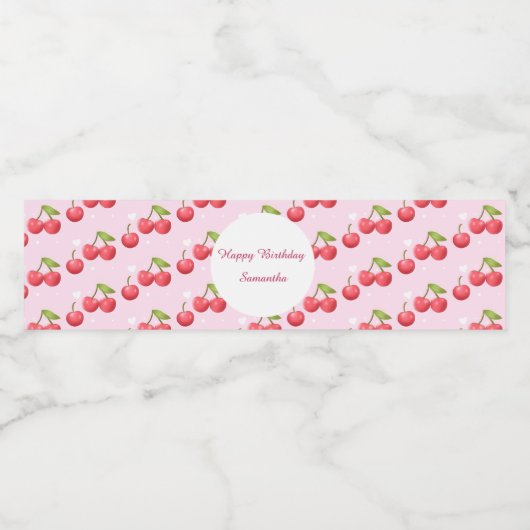 Schattigee kersen 1e verjaardag waterfles etiket (Enkel label)