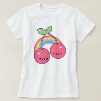 Schattigee kersen met regenboog t-shirt