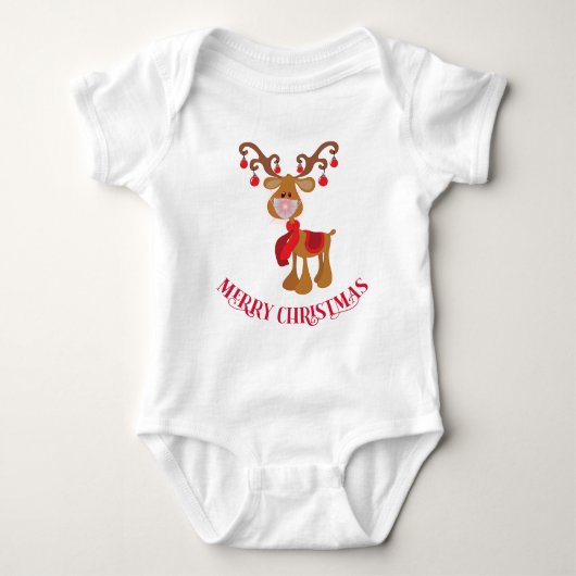 Schattigee Kerst 2020 Rendier Rudolph Gezichtsmask Romper (Voorkant)