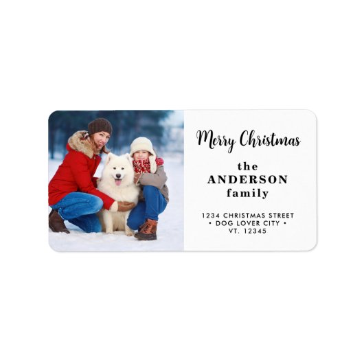 Schattigee Kerst Aangepaste Foto Modern Retouradre Etiket (Voorkant)