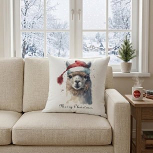 Schattigee kerst Alpaca, op maat Kussen