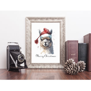Schattigee kerst Alpaca, op maat Poster