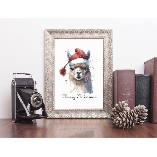 Schattigee kerst Alpaca, op maat Poster