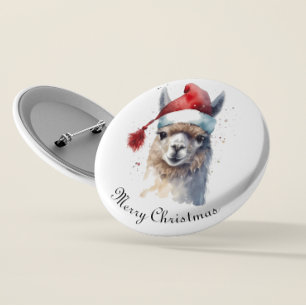 Schattigee kerst Alpaca, op maat Ronde Button 5,7 Cm