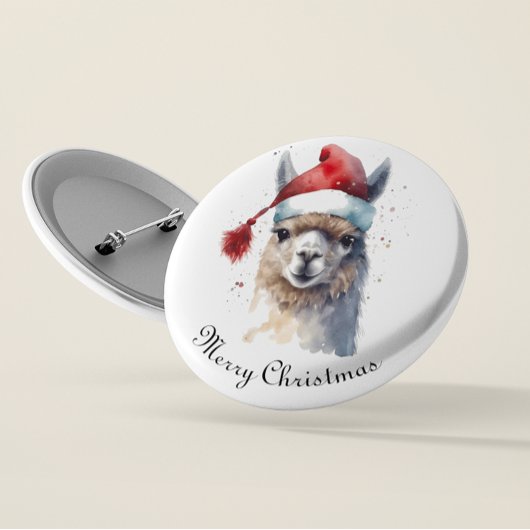 Schattigee kerst Alpaca, op maat Ronde Button 5,7 Cm