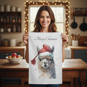 Schattigee kerst Alpaca, op maat Theedoek