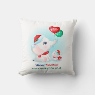 Schattigee kerst Baby Elephant Bunny Nursery Kussen