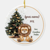 Schattigee Kerst Baby Lion Gepersonaliseerde Kinde Keramisch Ornament (Achterkant)
