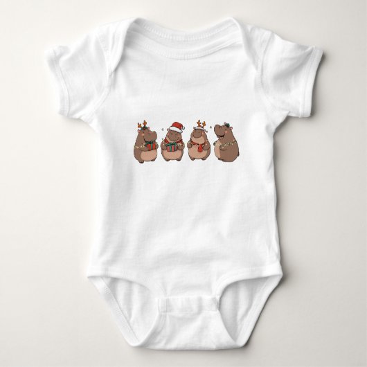 Schattigee Kerst Baby Pygmee Hippo Moo Deng Romper (Voorkant)