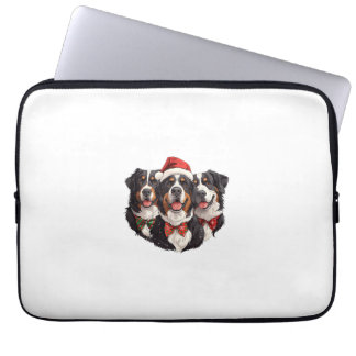 Schattigee Kerst Berner Mountain Dogs Santa Hat Ho Laptop Sleeve