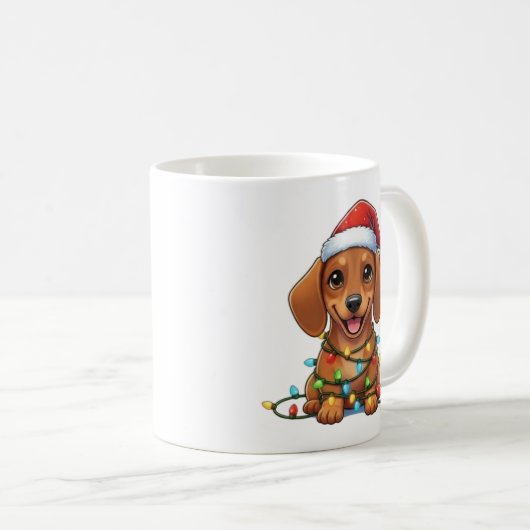 Schattigee Kerst Bruine Teckel Mok (Voorkant rechts)