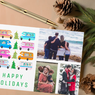 Schattigee Kerst Camper RV CUSTOM 3 FOTO Vakantie Kaart