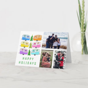 Schattigee Kerst Camper RV CUSTOM 3 FOTO Vakantie Kaart