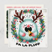 Schattigee kerst Caroler "fa la fluff" Feestdagenkaart (Voorkant / Achterkant)