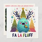 Schattigee kerst Caroler "fa la fluff" Feestdagenkaart (Voorkant / Achterkant)