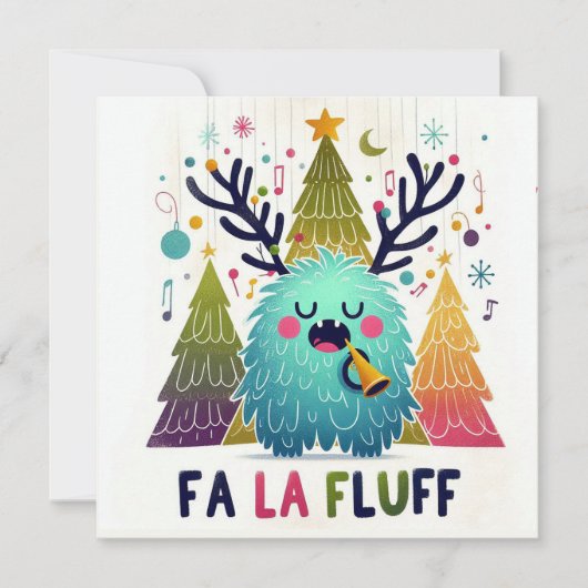 Schattigee kerst Caroler "fa la fluff" Feestdagenkaart (Voorkant)